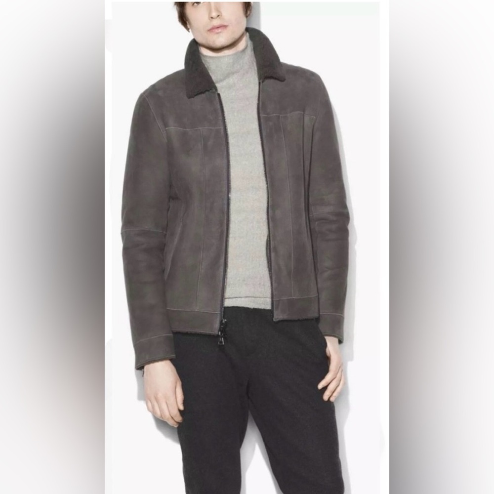 $2998 NWT John Varvatos Shearling Zip Front Jacket USA 40 EU 50